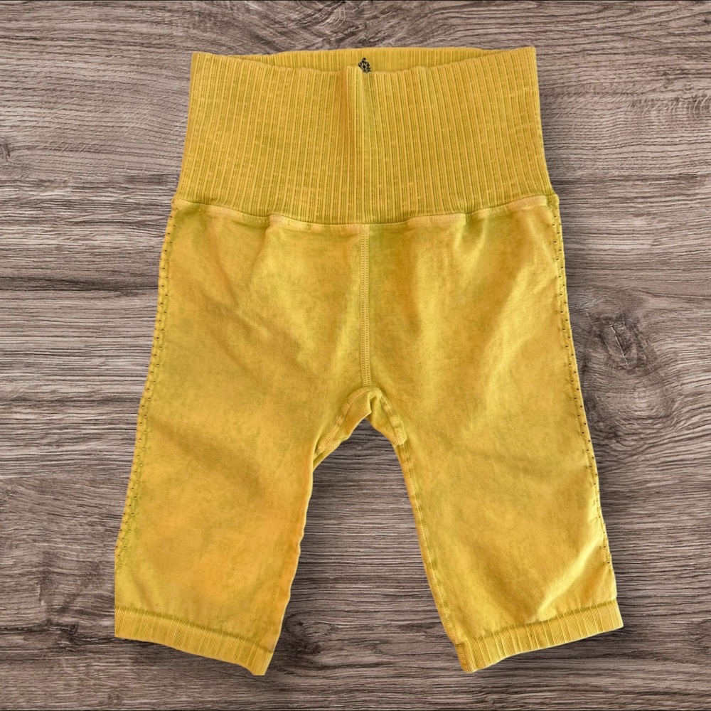 Free People Movement Ribbed Waist Biker Shorts XS/S Yellow Yoga Lounge